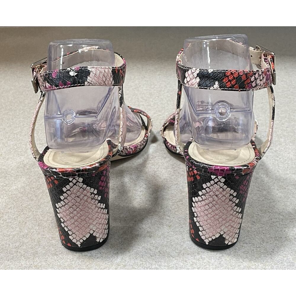 Nine West Womens Snakeskin Print Ankle Strap Open Toe Block Heel Sandals Sz 10 M - Picture 3 of 9